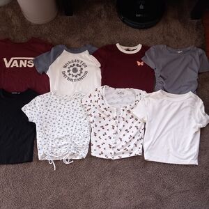 Bundle of 8 short sleeves mini tops / t-shirts - XS
